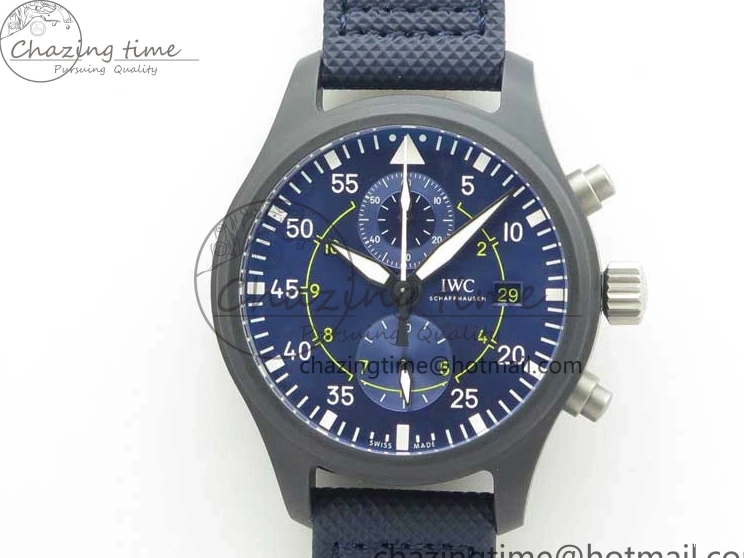 MIROTIME 0304 Reliable Pilot Chrono Blue Angels Black Ceramic ZF Best Edition on Blue Leather Strap A 7088